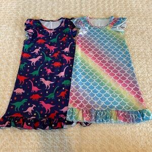 Short sleeve nightgowns - dinosaur & mermaid